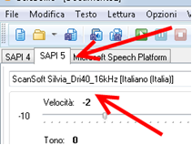 fig. 4 Controlli di Balabolka per la configurazione della voce