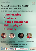 Locandina piccola del seminario: Ameliorating Dualisms in the Educational Philosophy of Disability.