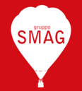 logo contenente un disegno di una mongolfiera sulla quale vi è la grande scritta gruppo SMAG