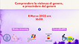 immagine contiene testo: Comprendere la violenza di genere, a prescindere dal genere. 8 Marzo 2023 ore 16 diretta streaming facebook centro sinapsi Contiene loghi: federico secondo, fondazione gic, logo cud. Evento patrocinato dal comune di Napoli 