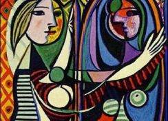 particolare del dipinto "Donna allo specchio" di Pablo Picasso