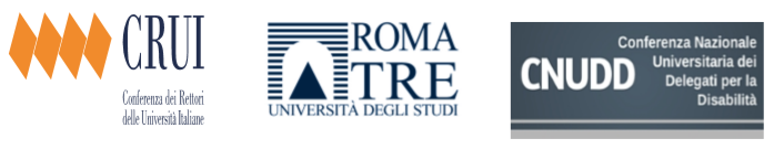 Logo della Conferenza dei Rettori delle Università Italiane - Logo Università degli studi Roma Tre - Logo CNUDD