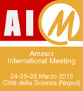 Logo dell'evento Amesci International Meting, che si svolgerà il 24, 25 e 26 marzo 2015 presso Città della Scienza (Napoli)