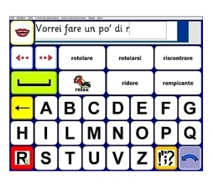 Immagine di una griglia con lettere, punteggiatura e azioni preimpostate che consente la comunicazione