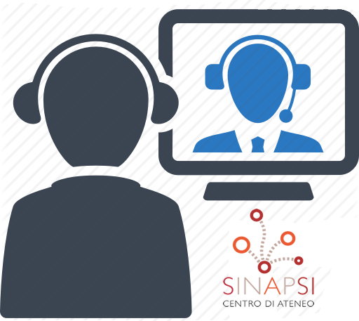 Immagine di due figure in videoconferenza con logo SInAPSi