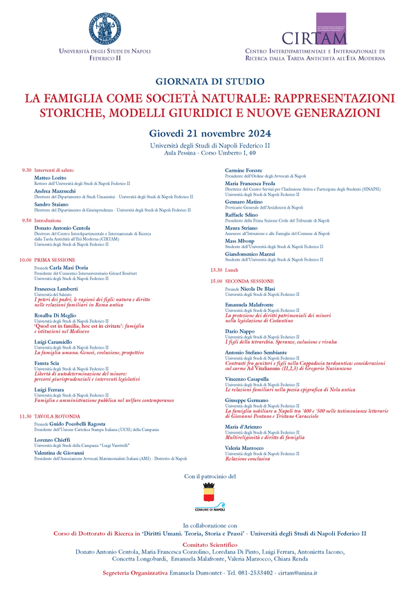 Programma della Giornata di studio La famiglia come società naturale