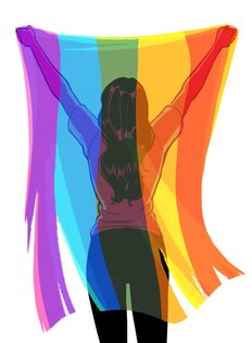persona con bandiera rainbow