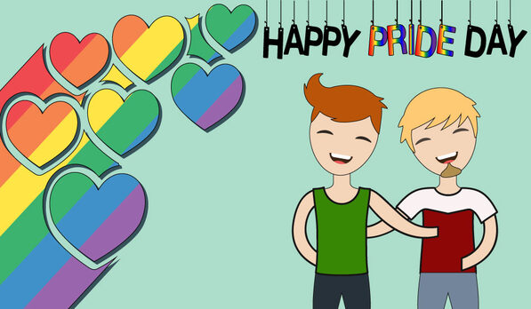 la vignetta ritrae due persone omosessuali al gay pride