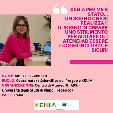 Prof.ssa Anna Lisa Amodeo, Coordinatrice del Progetto XENIA, mentre lavora al pc