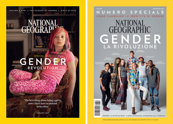 copertina del national geographic che pubblicizza il documentario gender