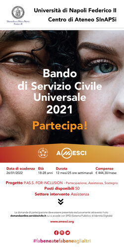 Locandina del progetto: P.AS.S. FOR INCLUSION – PARTECIPAZIONE, ASSISTENZA, SOSTEGNO